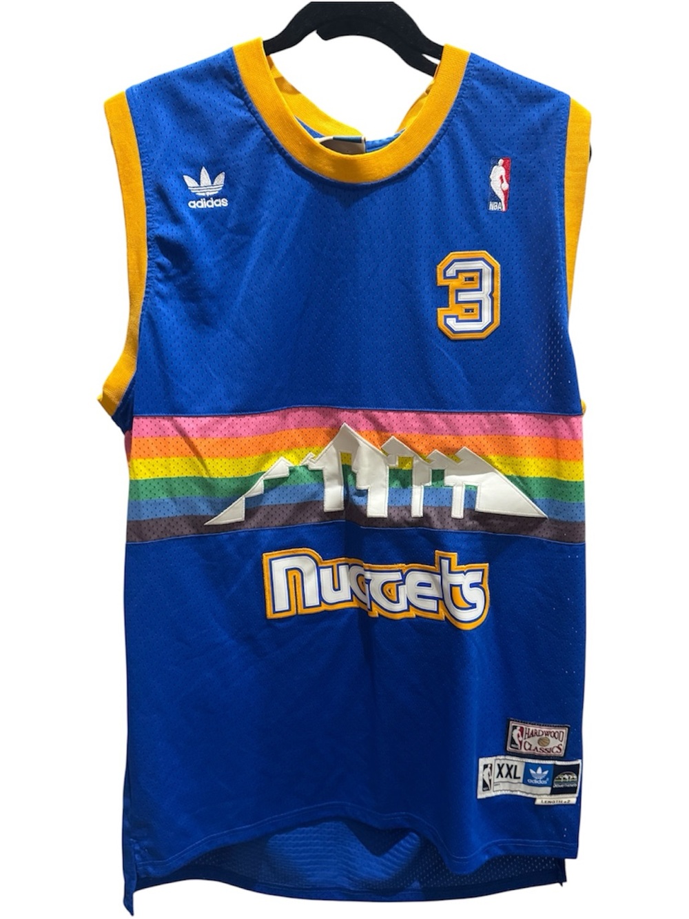 adidas Blue Yellow Denver Nuggets Rainbow Skyline Jersey #3